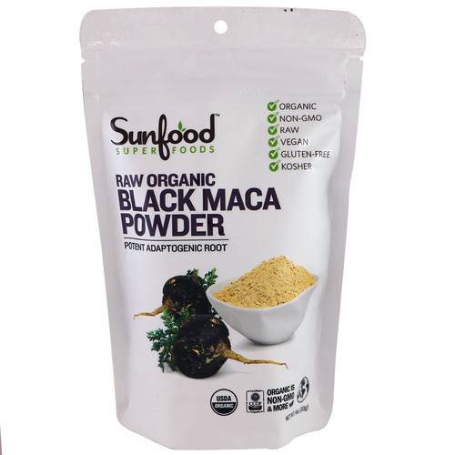 Sunfood  Raw Organic Black Maca Powder  4 oz (113 g)