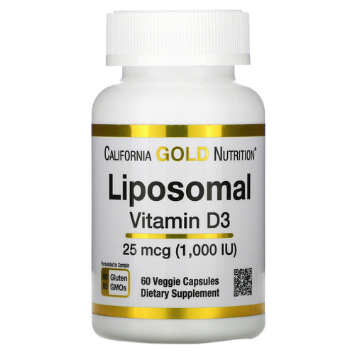 California Gold Nutrition, Liposomal Vitamin D3, 25 mcg (1,000 IU ), 60 Veggie Capsules