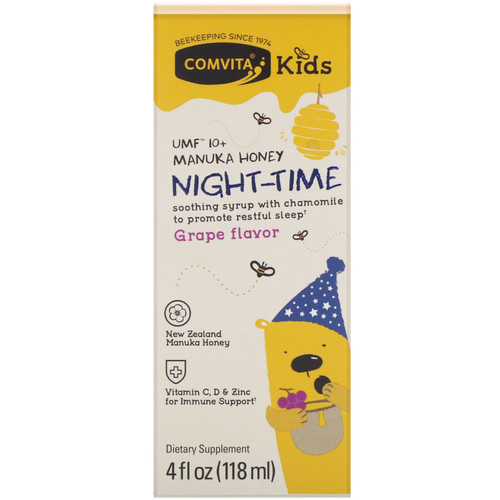 Comvita  Comvita Kids  Night-Time Soothing Syrup with Chamomile  UMF 10+ Manuka Honey  Grape Flavor  4 fl oz (118 ml)