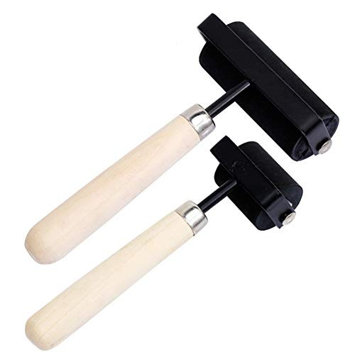 1.5 and 3 Inch Hard Rubber Brayer Roller  Heavy Duty Steel Frame Art Craft Tool  Ideal for Anti-Slip Tape Construction  Mats  Wallpapers  Print Ink and Stamping Tools - 2 Pack