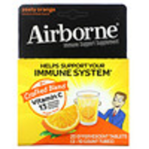 AirBorne  Immune Support Supplement  Zesty Orange  2 Tubes  10 Effervescent Tablets Each