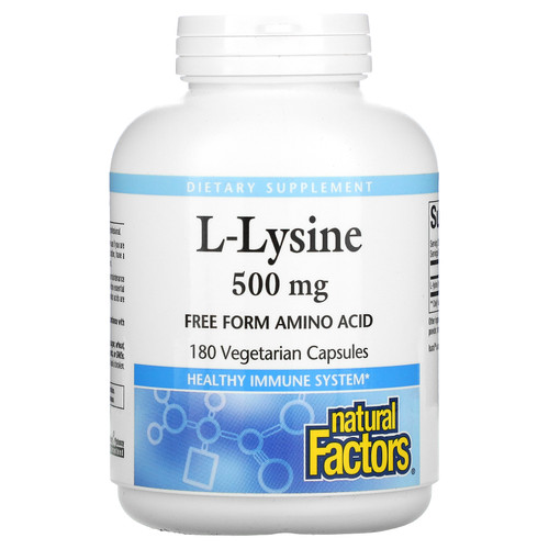 Natural Factors  L-Lysine  500 mg  180 Vegetarian Capsules