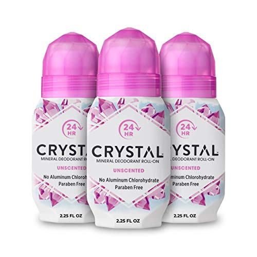 CRYSTAL Deodorant - Mineral Roll on Vegan Deodorant for Women and Men  Unscented - 2.25 fl. oz. (3 Pack) (Packaging May Vary)