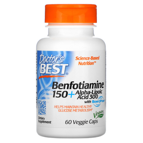 Doctor's Best  Benfotiamine 150 + Alpha-Lipoic Acid 300  60 Veggie Caps