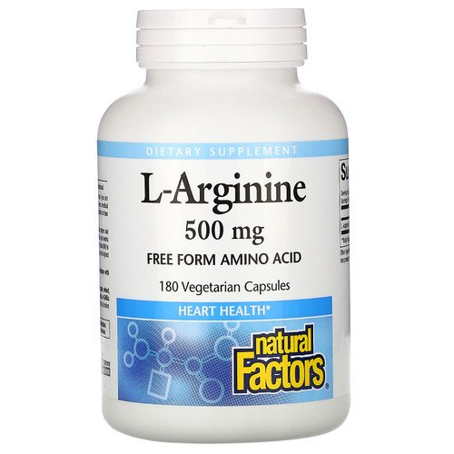 Natural Factors  L-Arginine  500 mg  180 Vegetarian Capsules