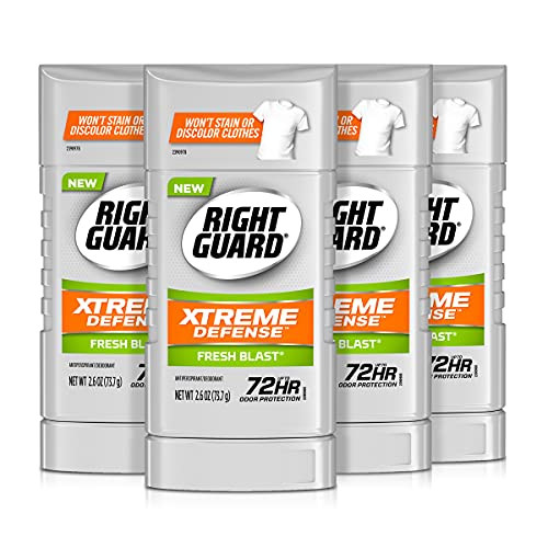 Right Guard Xtreme Defense Antiperspirant Deodorant Invisible Solid Stick  Fresh Blast  2.6 Ounce (4 Count)