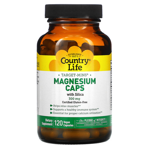 Country Life  Target-Mins Magnesium Caps with Silica  300 mg  120 Vegan Capsules