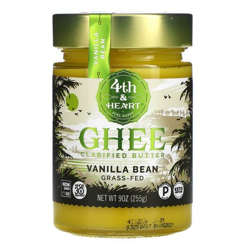 4th & Heart  Ghee Clarified Butter  Grass-Fed  Vanilla Bean  9 oz (225 g)