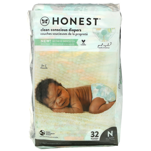 The Honest Company  Clean Conscious Diapers  Newborn  10+ lbs  32 Diapers