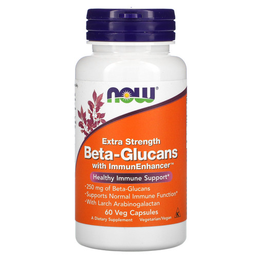 Now Foods  Beta-Glucans  with ImmunEnhancer  Extra Strength  250 mg  60 Veg Capsules