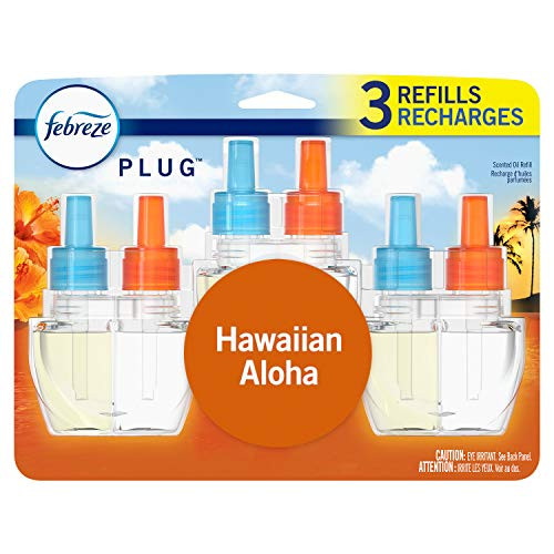 Febreze Plug in Air Fresheners  Hawaiian Aloha  Odor Eliminator for Strong Odors  Scented Oil Refill (3 Count)