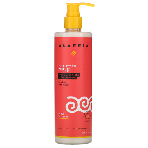 Alaffia  Beautiful Curls  Curl Activating Cream Shampoo  Curly to Kinky  Unrefined Shea Butter  12 fl oz (354 ml)