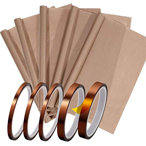 10 Pack PTFE Teflon Sheet for Heat Press Transfer Sheets and Heat Tape Sublimation Heat Resistant High Temp Thermal Tape Non Stick Vinyl Paper Washable Reusable Craft Mat