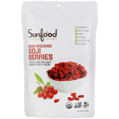 Sunfood  Raw Organic Goji Berries  8 oz (227 g)