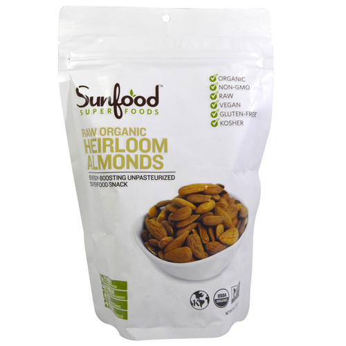 Sunfood  RAW Organic  Heirloom Almonds  8 oz (227 g)