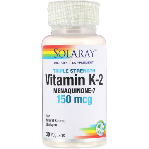 Solaray  Triple Strength Vitamin K-2 Menaquinone-7  150 mcg  30 VegCaps