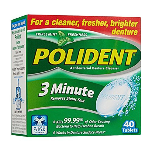 Polident 3 Minute Denture Cleanser Tablets  40 Count  Pack of 2