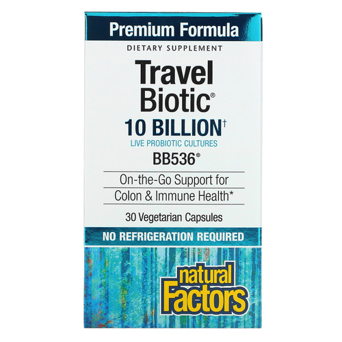 Natural Factors  Travel Biotic  BB536  10 Billion  30 Vegetarian Capsules