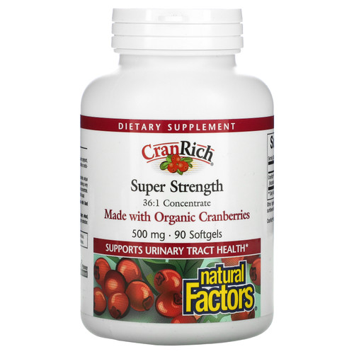 Natural Factors  CranRich  Super Strength  Cranberry Concentrate  500 mg  90 Softgels