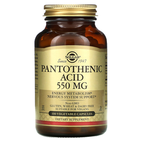 Solgar  Pantothenic Acid  550 mg  100 Vegetable Capsules