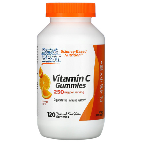 Doctor's Best  Vitamin C Gummies  Orange Bliss  250 mg  120 Gummies
