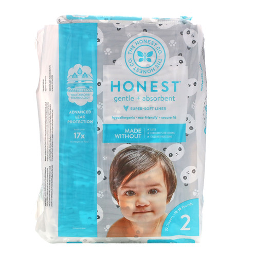 The Honest Company  Honest Diapers  Size 2  12 - 18 Pounds  Pandas  32 Diapers