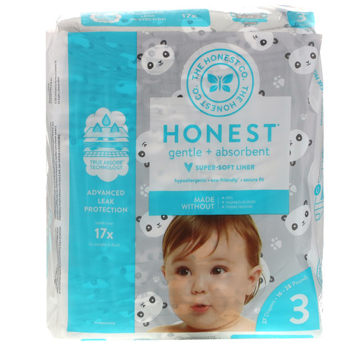 The Honest Company  Honest Diapers  Size 3  16-28 Pounds  Pandas  27 Diapers
