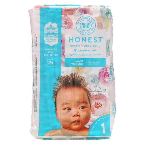 The Honest Company  Honest Diapers  Size 1  8-14 Pounds  Rose Blossom  35 Diapers