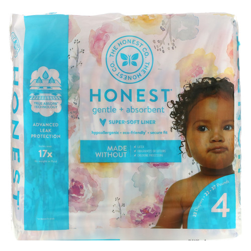 The Honest Company  Honest Diapers  Size 4  22 - 37 Pounds  Rose Blossom  23 Diapers