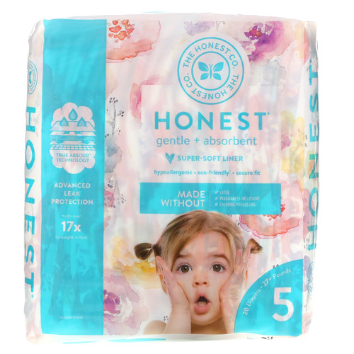 The Honest Company  Honest Diapers  Size 5  27+ Pounds  Rose Blossom  20 Diapers