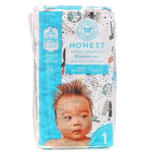 The Honest Company  Honest Diapers  Size 1  8-14 Pounds  Space Travel  35 Diapers