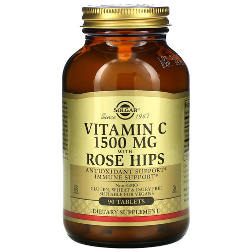 Solgar  Vitamin C with Rose Hips  1 500 mg  90 Tablets