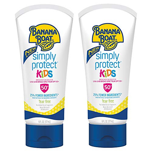 Banana Boat Kids 100% Mineral  Tear-Free  Reef Friendly  Broad Spectrum Sunscreen Lotion  SPF 50  6oz. - Twin Pack