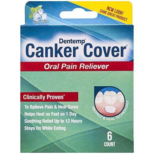 Dentemp Canker Cover - Canker Sore Oral Pain Reliever (6 Counts) - Canker Sore Treatment to Relieve Canker Pain  Mouth Sores & Mouth Irritation - Fast Acting Canker Sore Relief Tablets for Adults