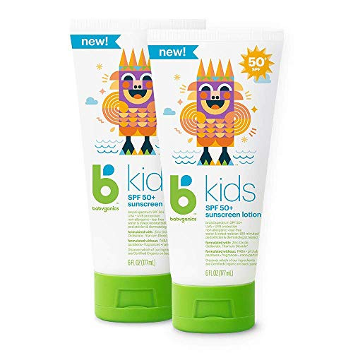 Babyganics SPF 50 Kids Sunscreen Lotion | UVA UVB Protection | Octinoxate & Oxybenzone Free | Water & Sweat Resistant  2 Pack (6 ounce)