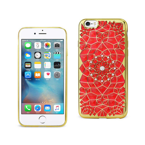 10 Pack - Reiko iPhone 6/ 6S Soft TPU Case With Sparkling Diamond Sunflower Design In Red