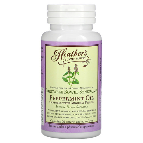 Heather's Tummy Care  Peppermint Oil  Irritable Bowel Syndrome  90 Enteric Coated Softgels