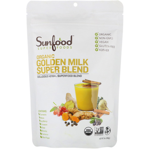 Sunfood  Organic Golden Milk Super Blend Powder  6 oz (168 g)