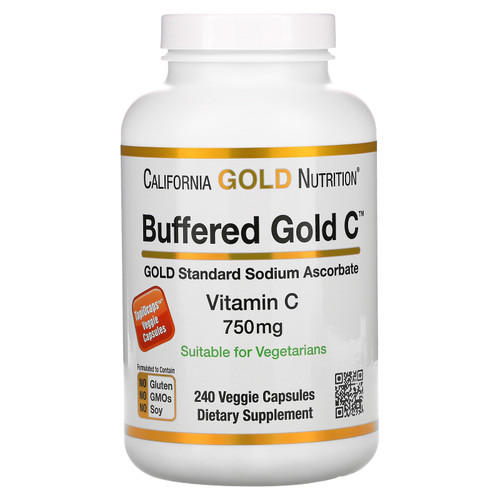 California Gold Nutrition, Buffered Vitamin C Capsules, 750 mg, 240 Veggie Capsules