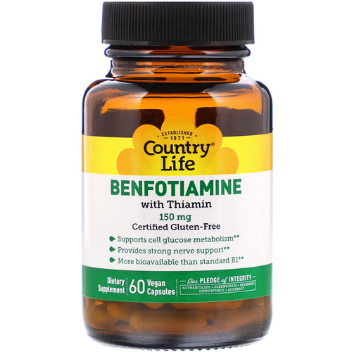 Country Life  Benfotiamine with Thiamin  150 mg  60 Vegan Capsules