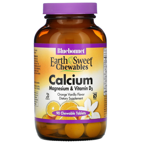 Bluebonnet Nutrition  EarthSweet Chewables  Calcium  Magnesium & Vitamin D3  Orange Vanilla  90 Chewable Tablets