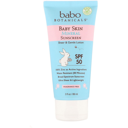 Babo Botanicals  Baby Skin  Mineral Sunscreen Lotion  SPF 50  3 fl oz (89 ml)