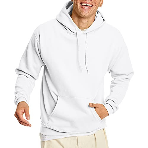 Hanes Men's Pullover EcoSmart Hooded Sweatshirt  white  Large