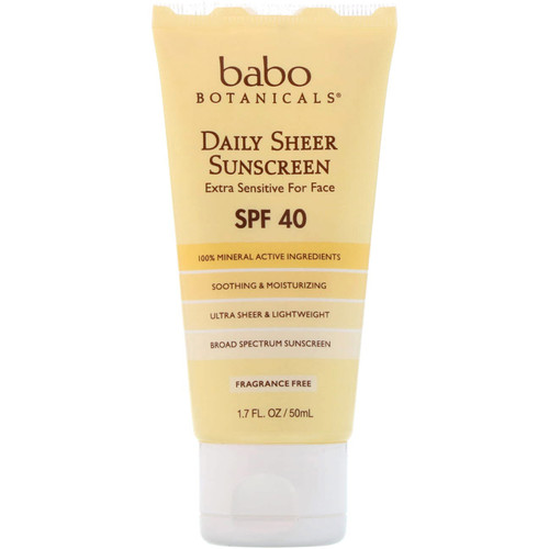 Babo Botanicals, Daily Sheer Mineral Sunscreen, SPF 40, 1.7 fl oz (50 ml)