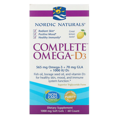 Nordic Naturals, Complete Omega-D3, Lemon, 1,000 mg, 60 Soft Gels