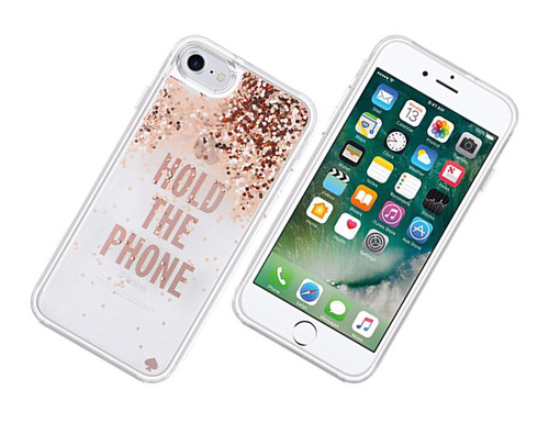 Kate Spade Liquid Glitter Case for Apple iPhone 7-Hold the Phone/Rose Gold/Clear