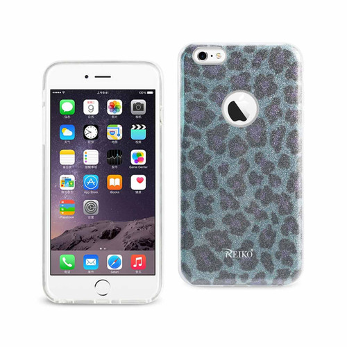 10 Pack - Reiko iPhone 6 Plus/ 6S Plus Shine Glitter Shimmer Leopard Hybrid Case In Blue