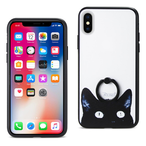 10 Pack - Reiko iPhone X Cat Design Case With Rotating Ring Stand Holder