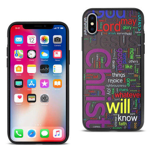 10 Pack - Reiko iPhone X Design TPU Case With Vibrant Word Cloud Jesus Letters
