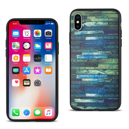 10 Pack - Reiko iPhone X Embossed Wood Pattern Design TPU Case With Multi-Letter